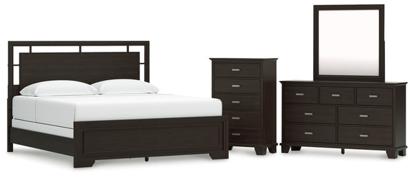 Covetown King Panel Bed, Dresser, Mirror and Chest