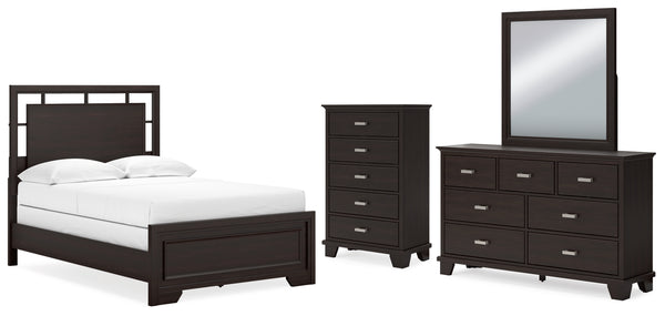 Covetown Full Panel Bed, Dresser, Mirror and Chest