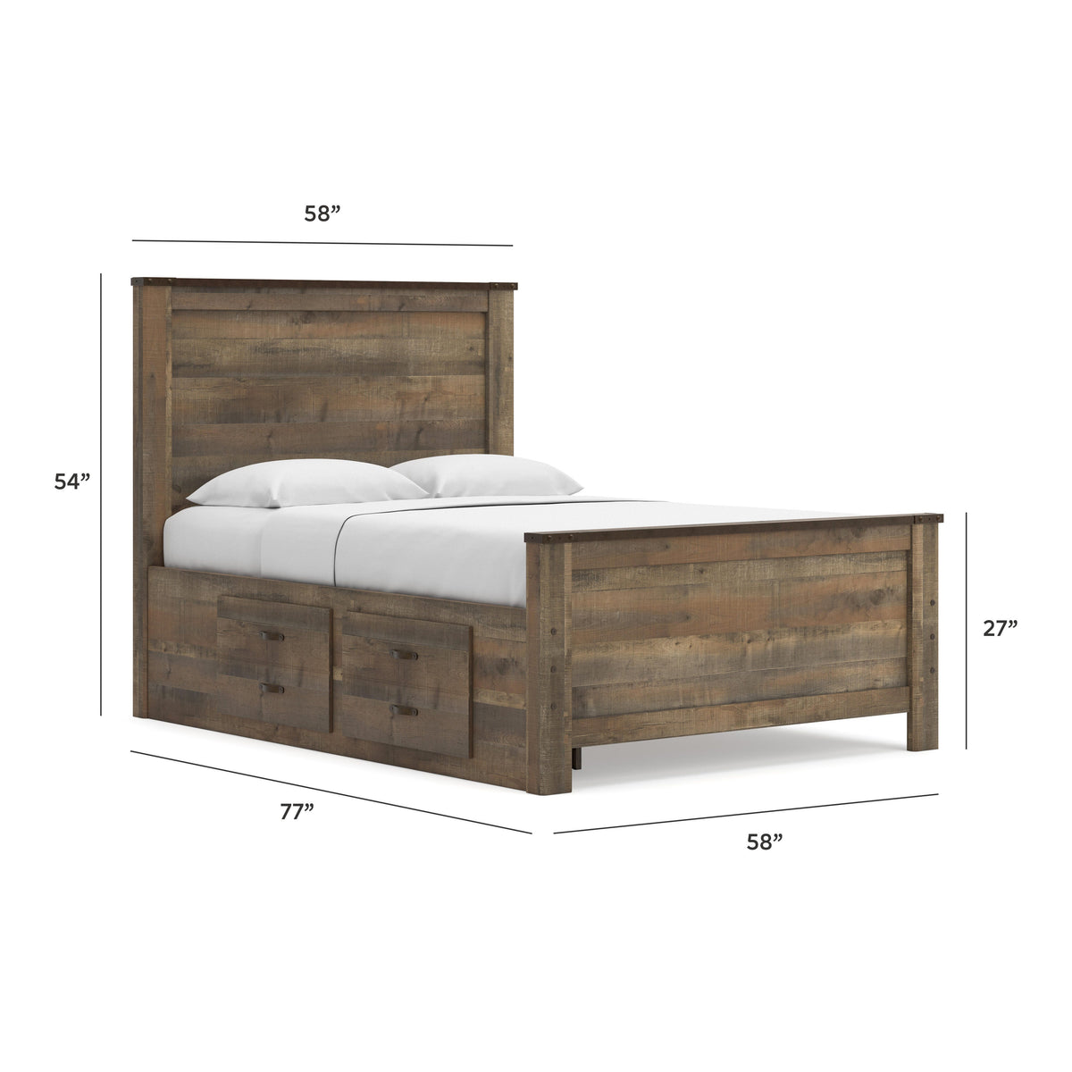 Trinell Full Panel Bed with 2 Storage Drawers