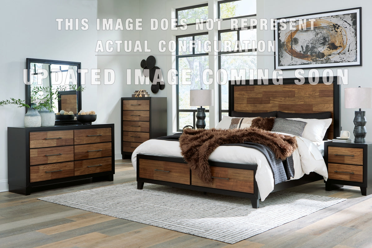 Kraeburn Queen Panel Storage Bed, Dresser, Mirror and Nightstand