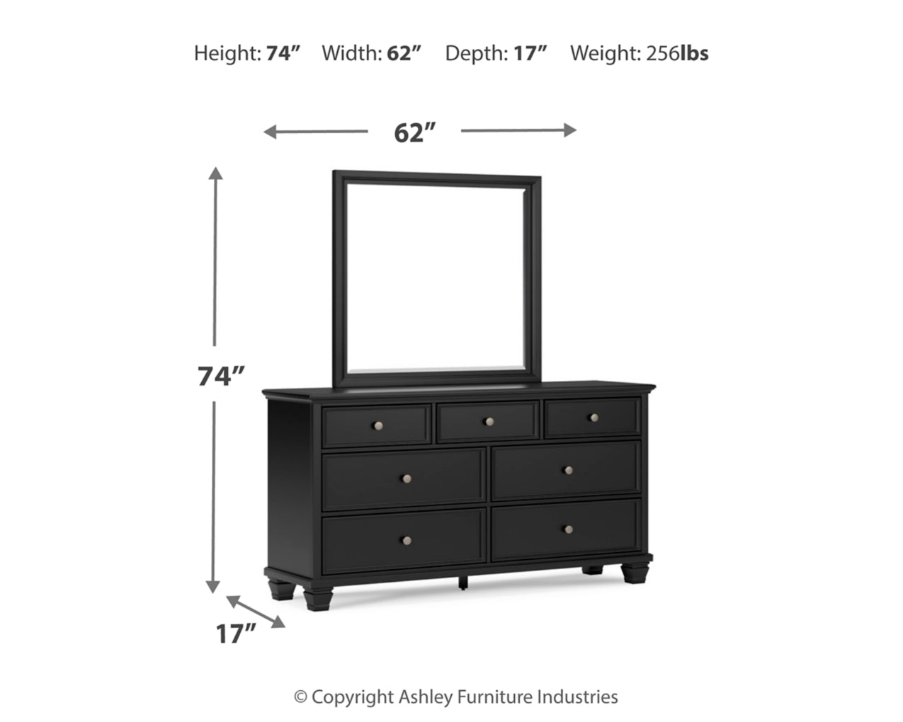 Lanolee California King Panel Storage Bed, Dresser, Mirror and Nightstand
