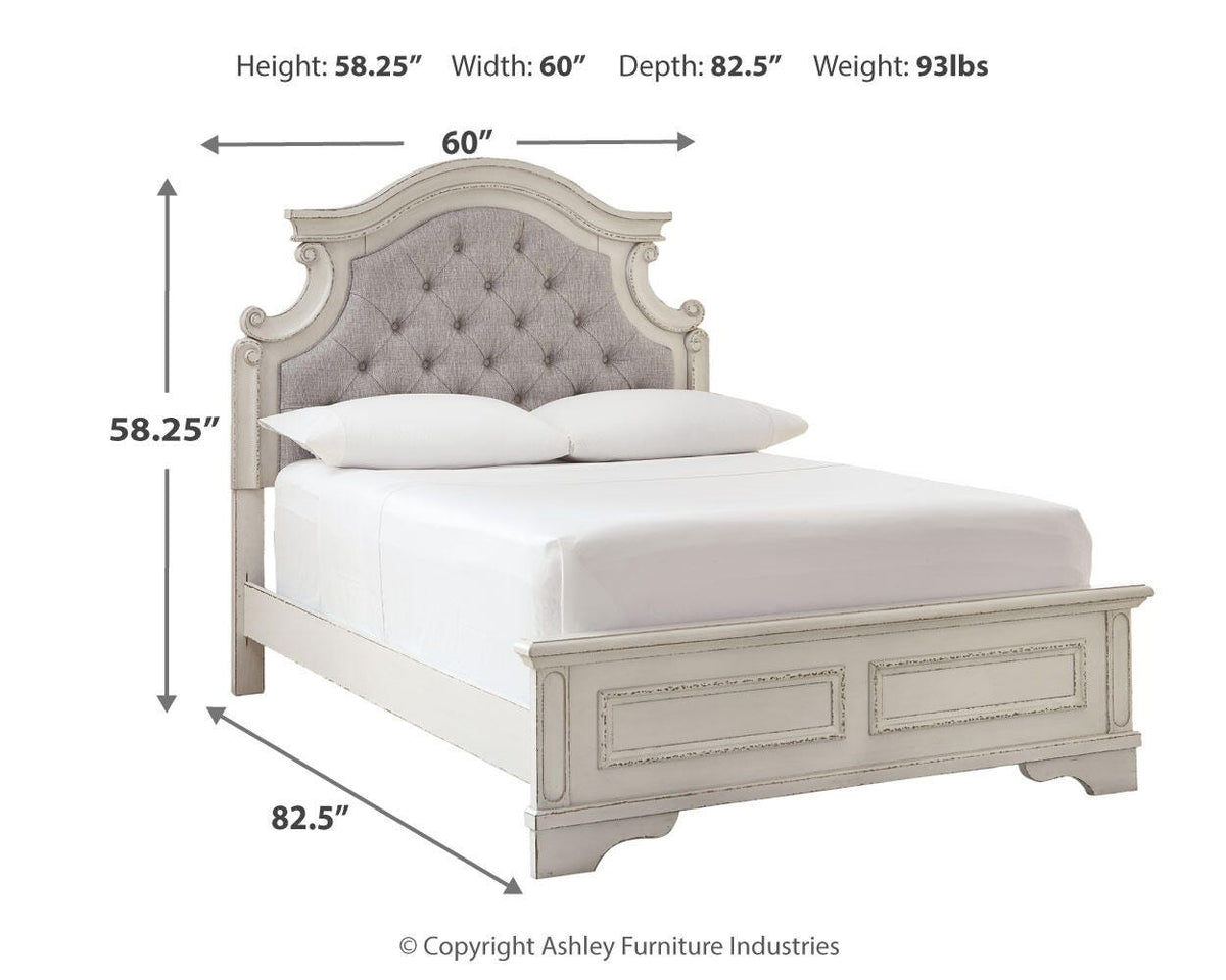 Realyn Full Panel Bed with Mirrored Dresser and Chest
