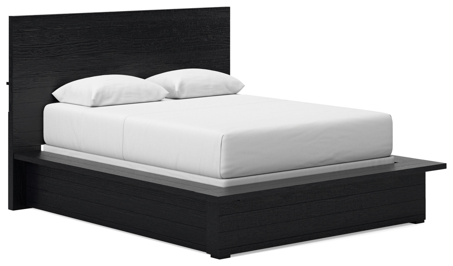 Londer Queen Panel Bed with Mirrored Dresser and Nightstand