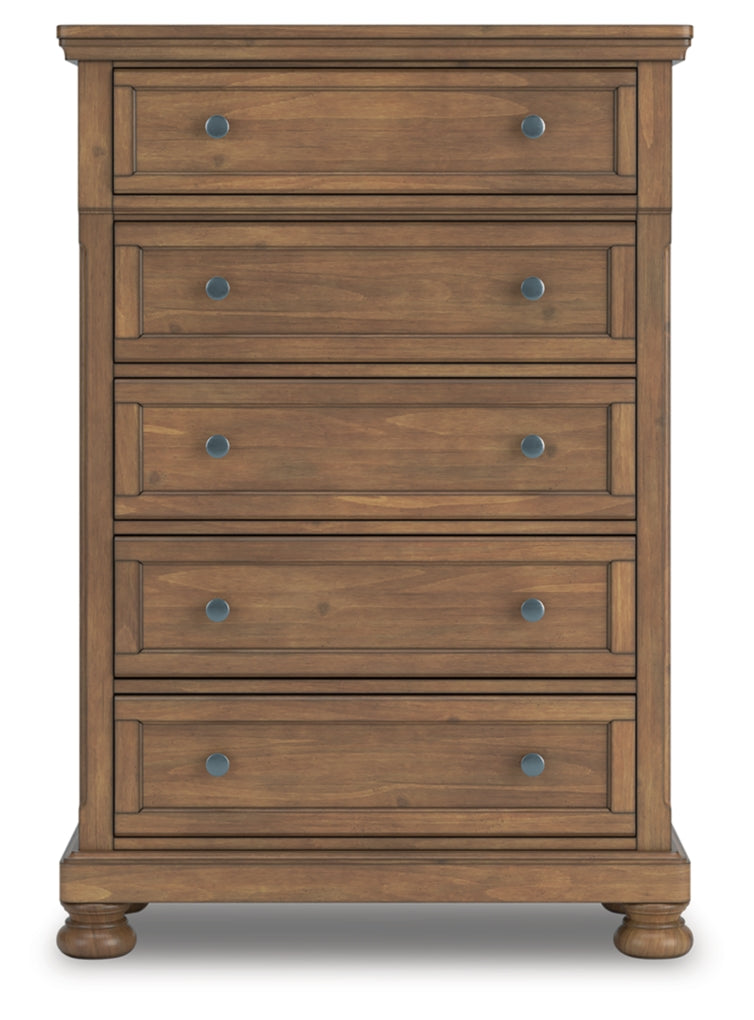 Feddinger Queen Panel Bed with Mirrored Dresser and Chest