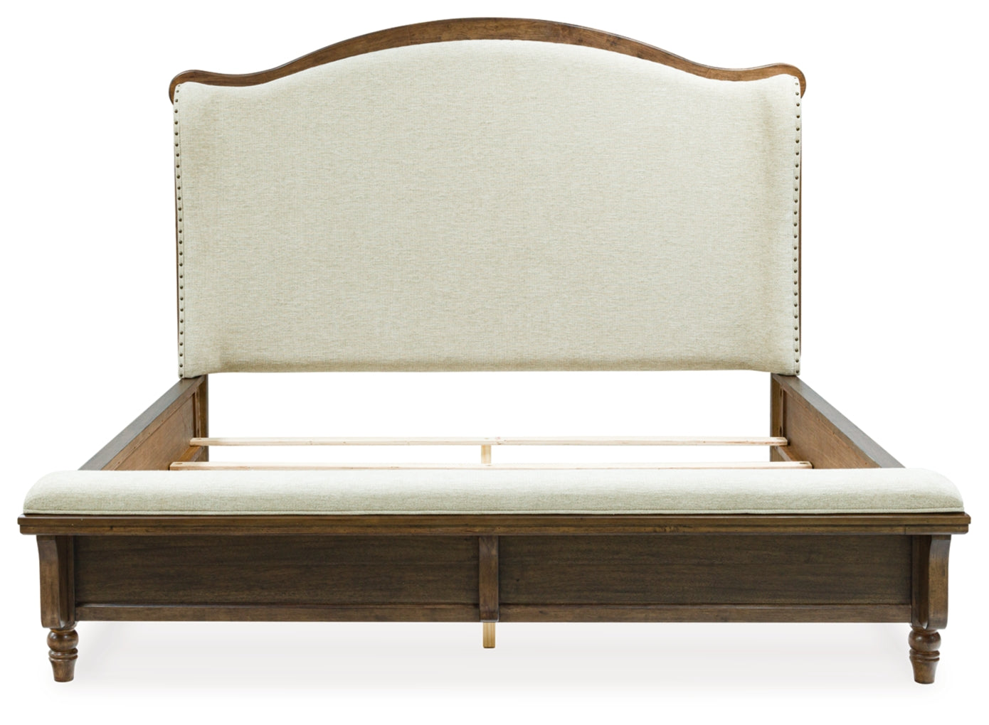 Sturlayne California King Upholstered Panel Bed, Dresser, Mirror, Chest and Nightstand
