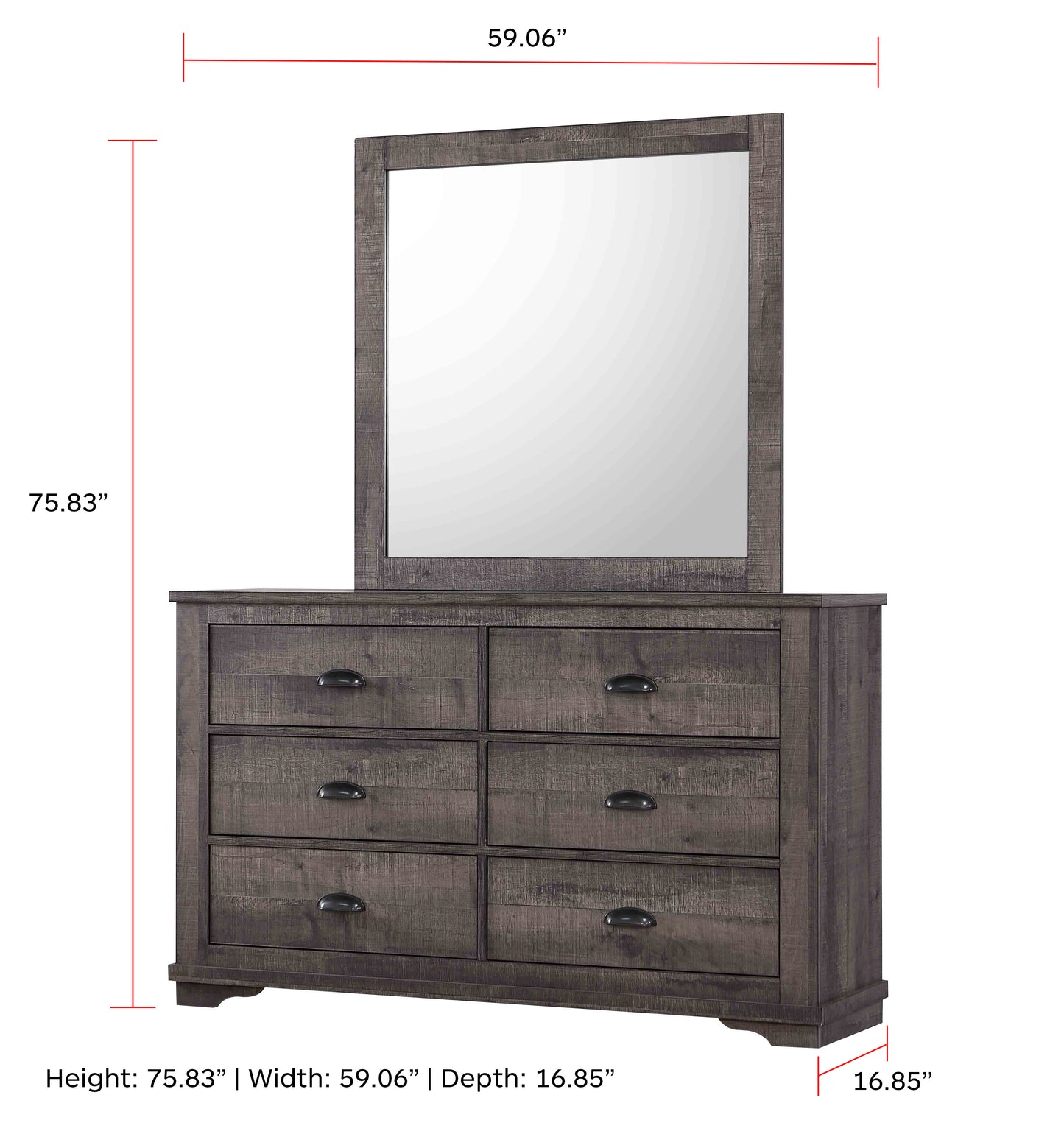 Coralee Dresser Mirror Grey