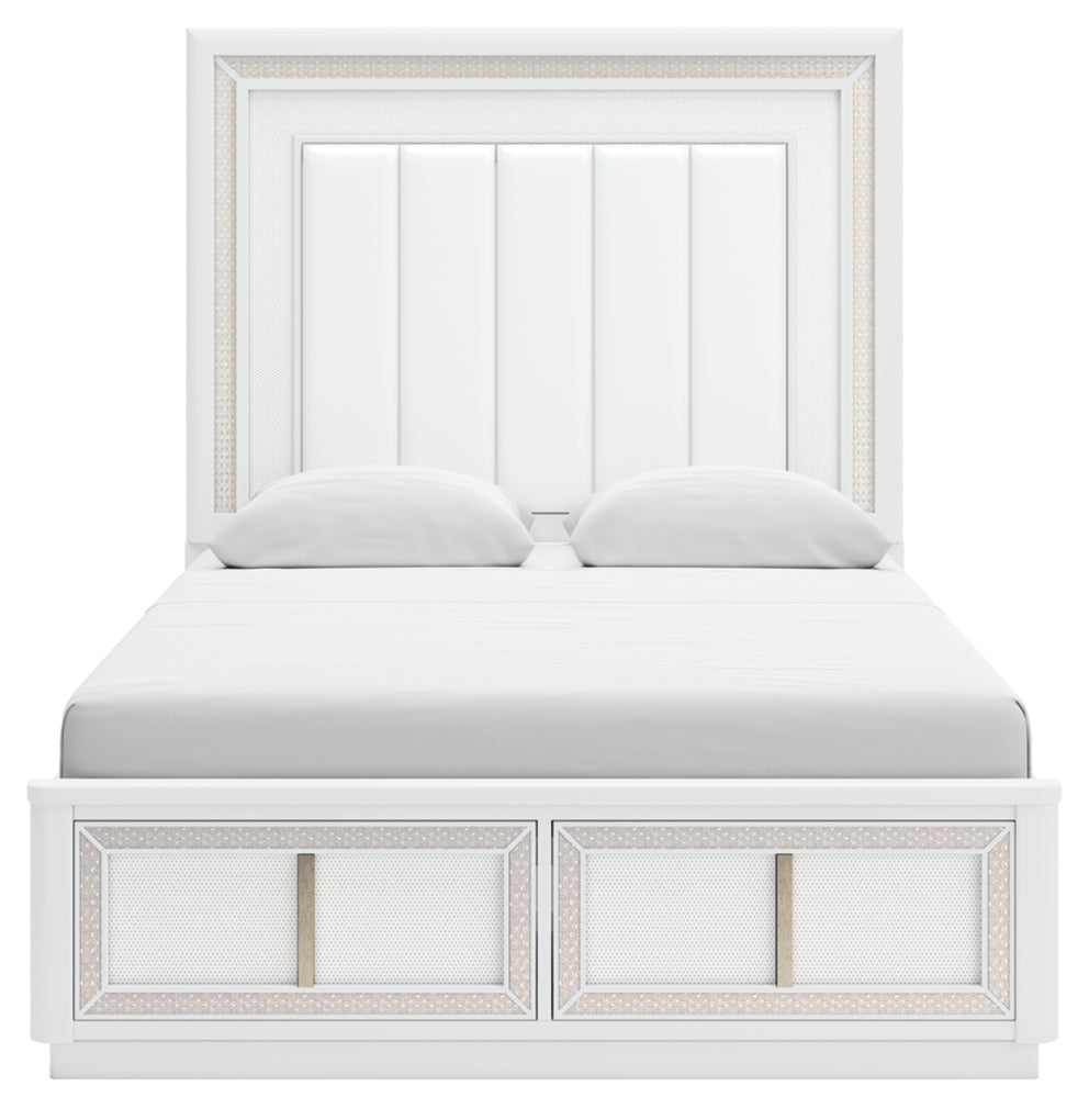 Chalanna Queen Upholstered Storage Bed, Dresser, Mirror, Chest and Nightstand