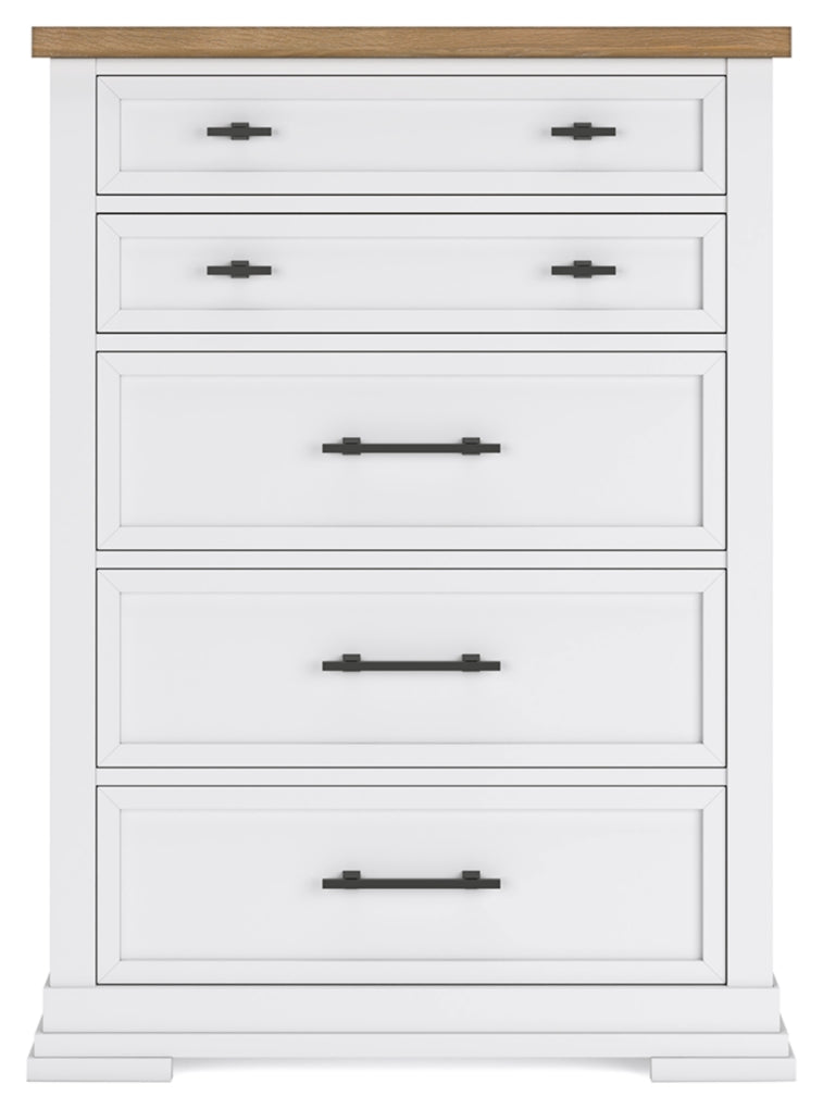 Ashbryn King Panel Storage Bed, Dresser, Mirror and Chest