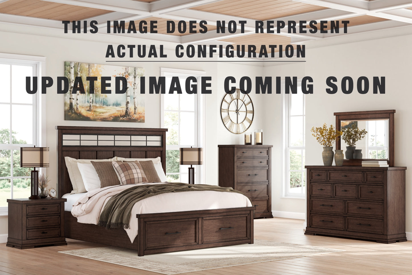 Taffenbrook California King Panel Storage Bed, Dresser, Mirror and Nightstand