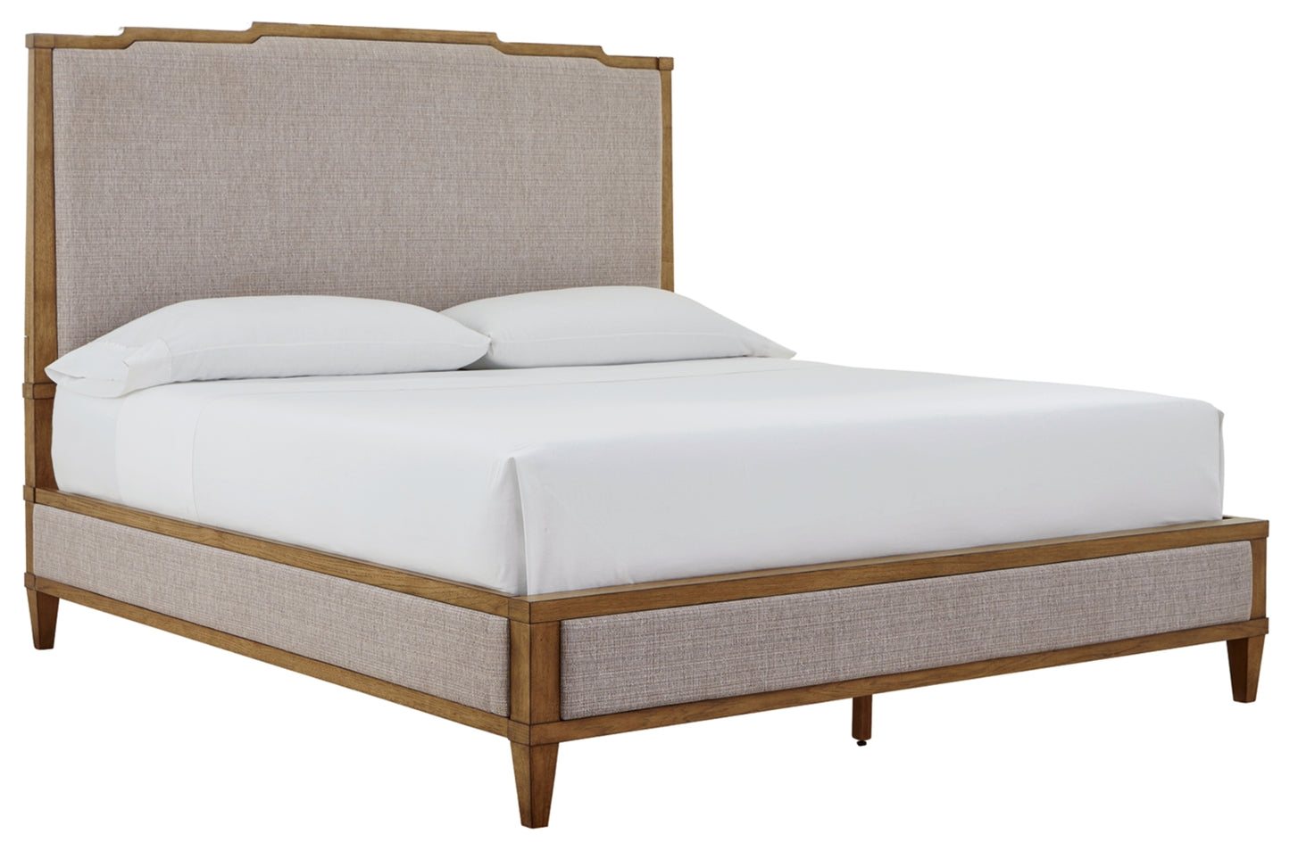 Sharlance California King Upholstered Panel Bed, Dresser, Mirror and Chest