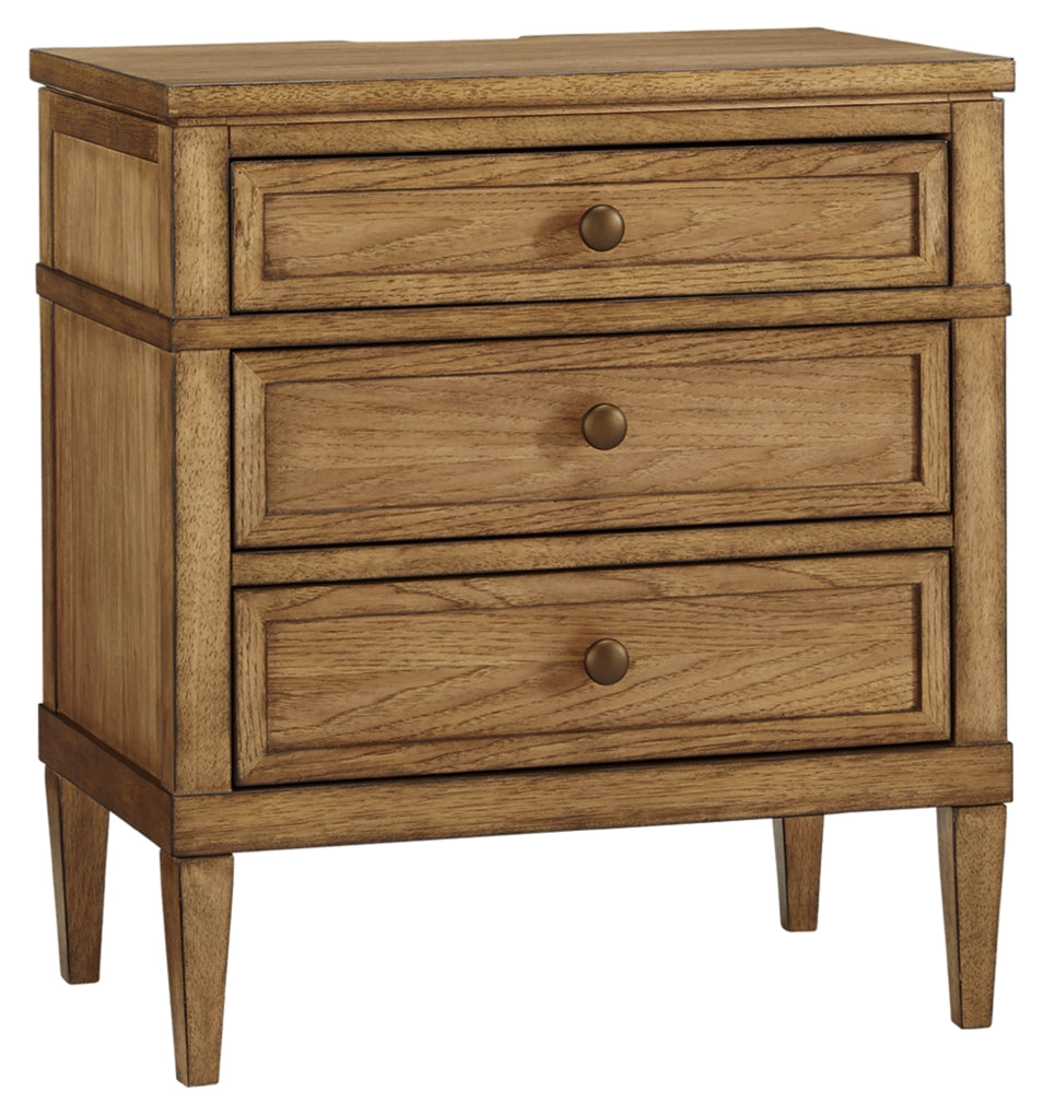 Sharlance King Upholstered Panel Bed, Dresser, Mirror and Nightstand