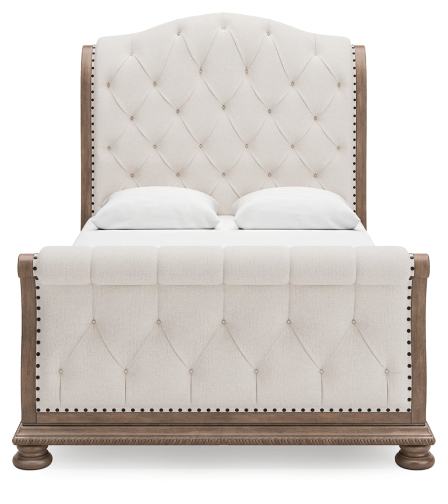 Ardenfield Queen Upholstered Sleigh Bed, Dresser, Mirror, Chest and Nightstand