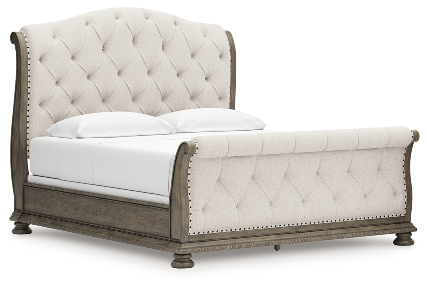 Ardenfield California King Upholstered Sleigh Bed, Dresser, Mirror and Chest