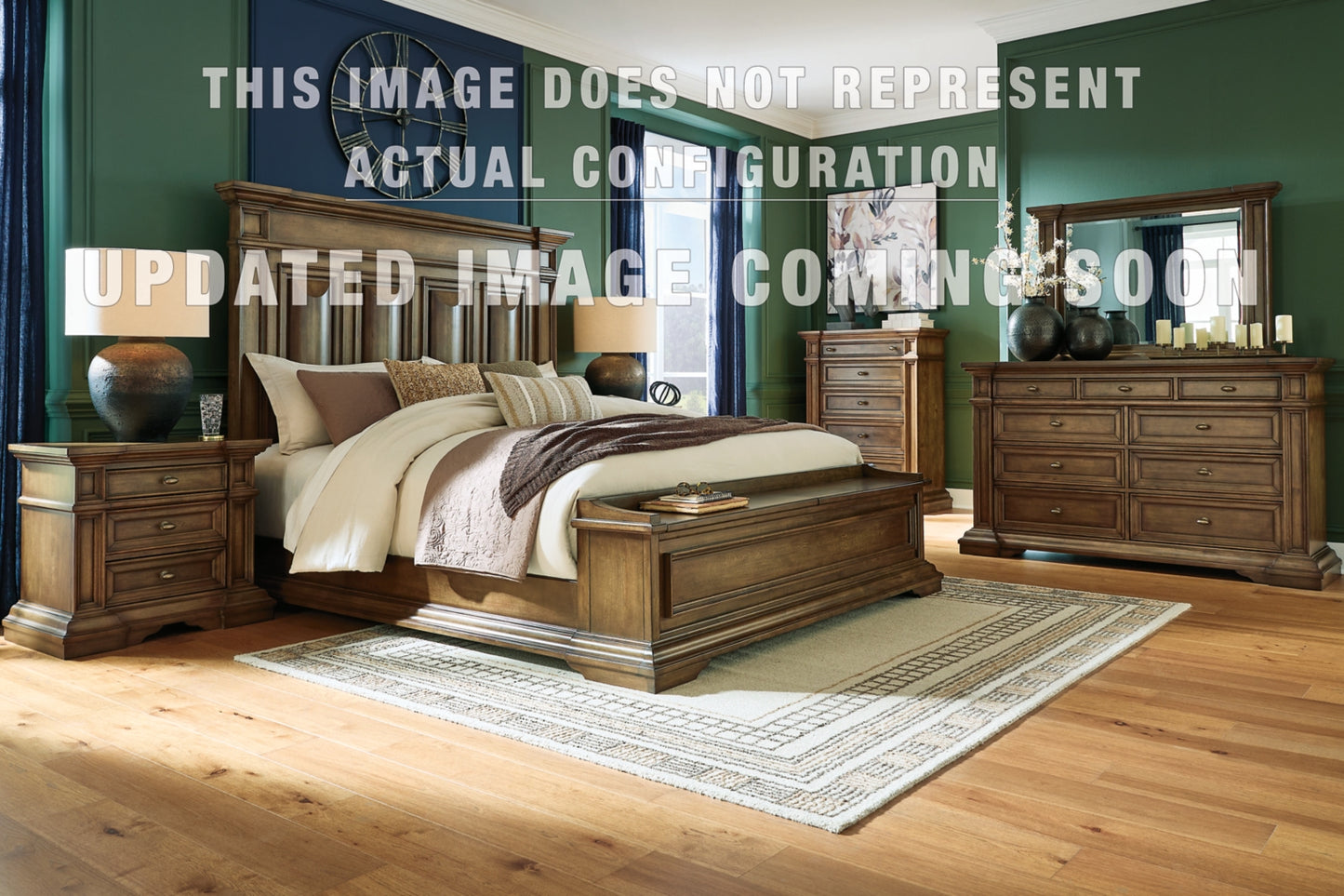 Frantanna King Panel Bed. Dresser, Mirror and Nightstand