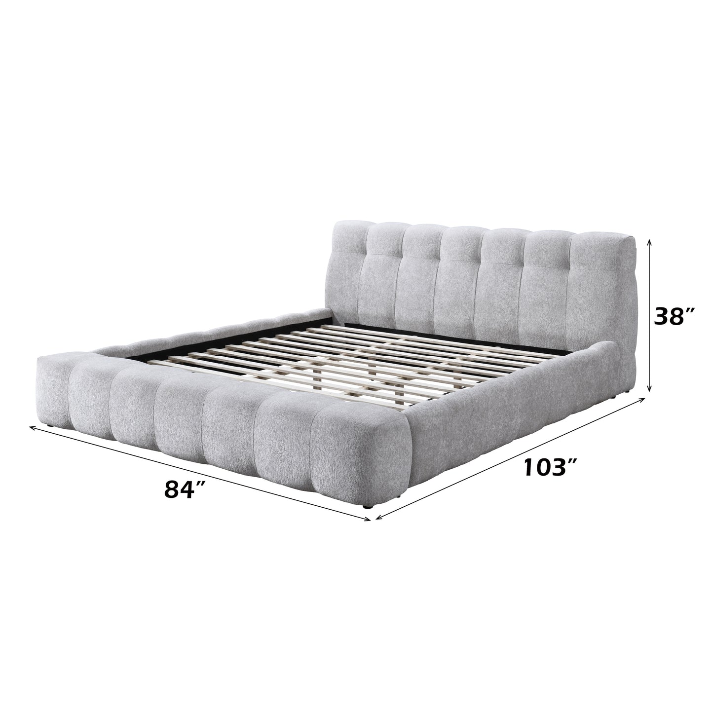 Hannah Chenille Upholstered Eastern King Bed with Buttonless Tufted Details