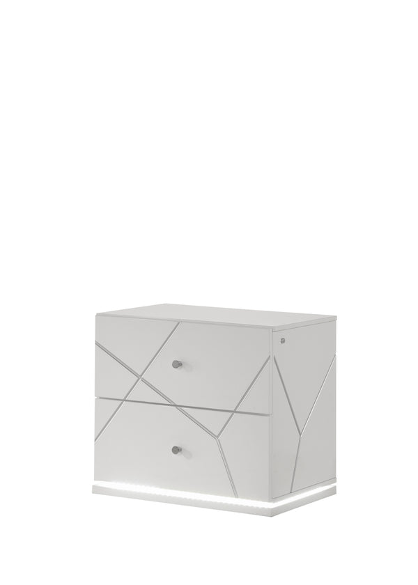 Esther Nightstand in White with LED Lighting