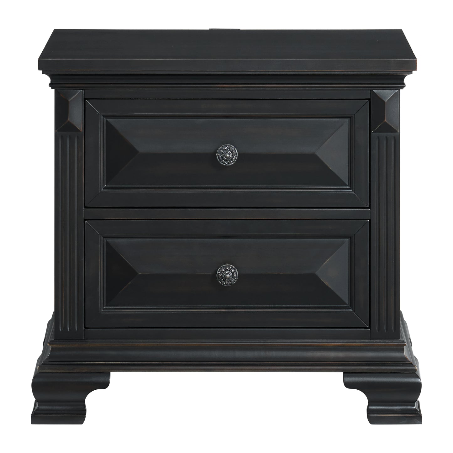 Bridgestone 2-Drawer Nightstand with USB in Black