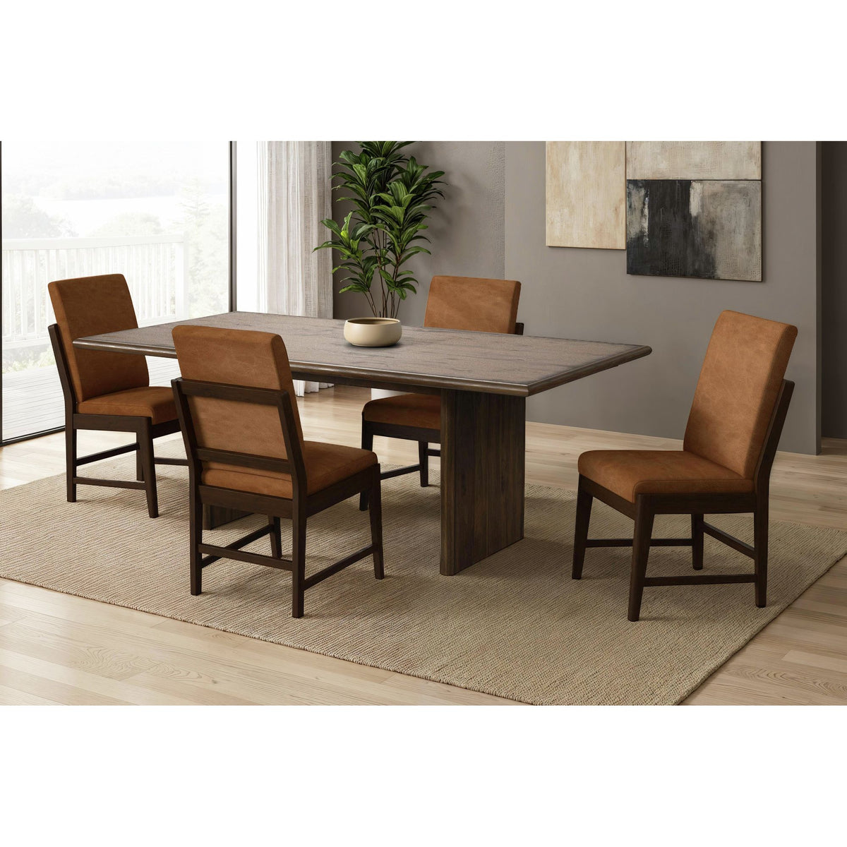 Brisbane Dining Side Chair With Bozeman Brown Pu In Brown (2 Per Carton)
