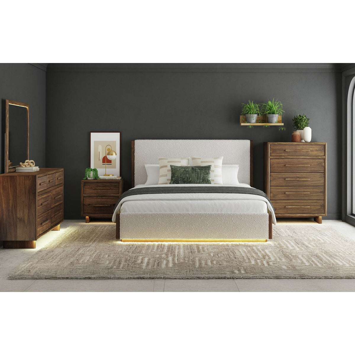 Brisbane Nightstand With Usbc And Led In Brown