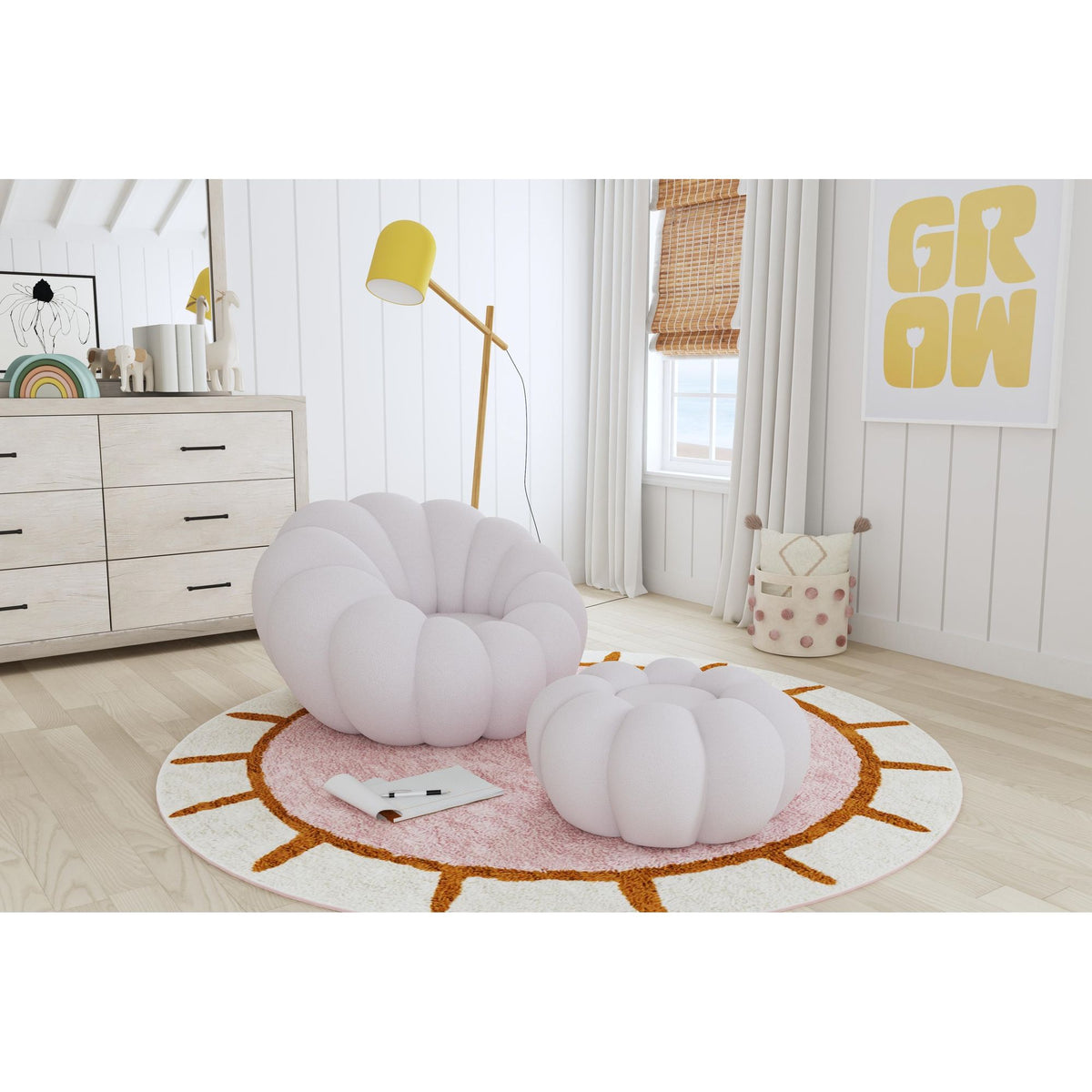 Bubble Swivel Chair And Ottoman In Grey