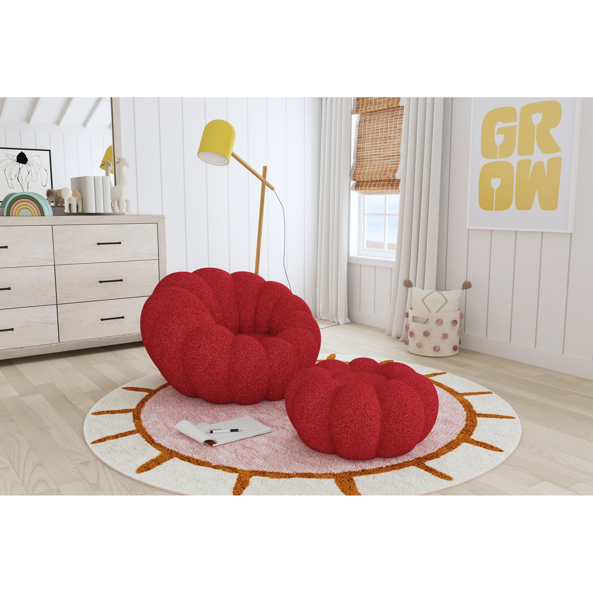 Bubble Swivel Chair & Ottoman In Red