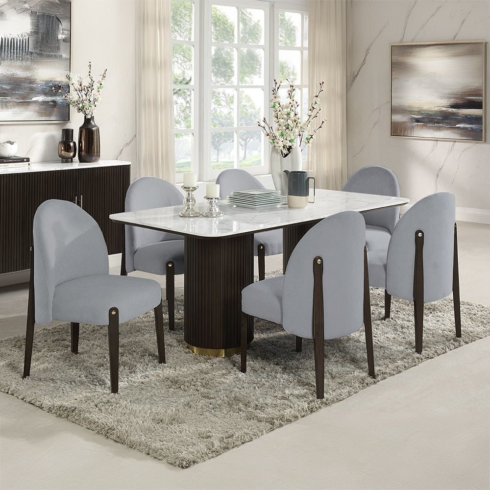 Juego de mesa de comedor Clayten con cubierta de mármol de ingeniería