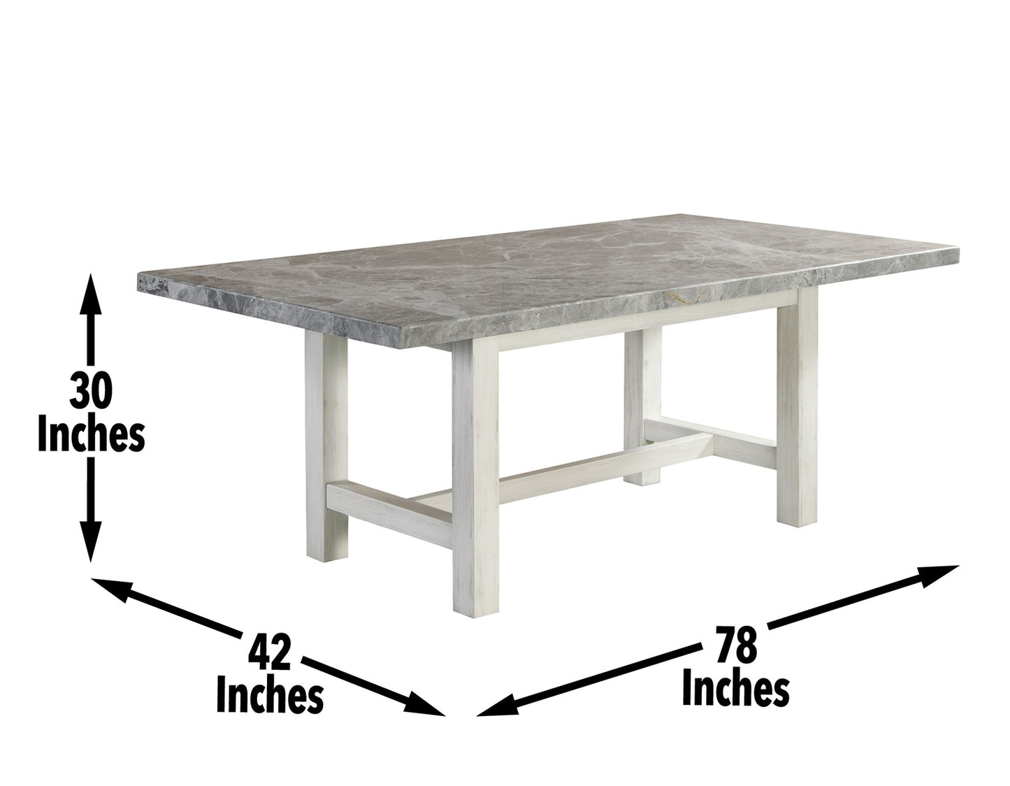 Canova 78-inch Gray Marble Dining Table