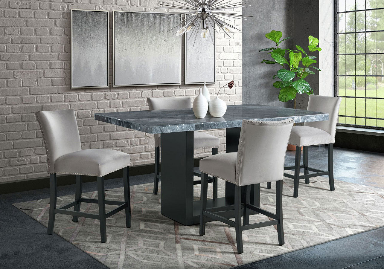 Francesca Counter Dining Gray Counter Velvet Side Chair