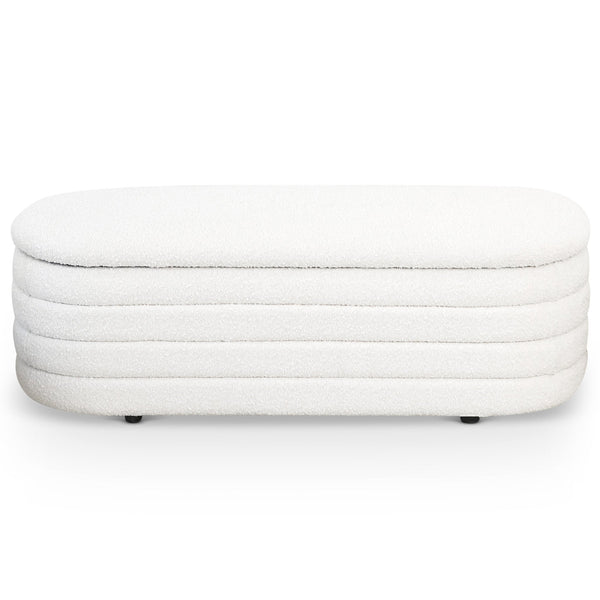 Banco Cabana de bouclé blanco con almacenamiento
