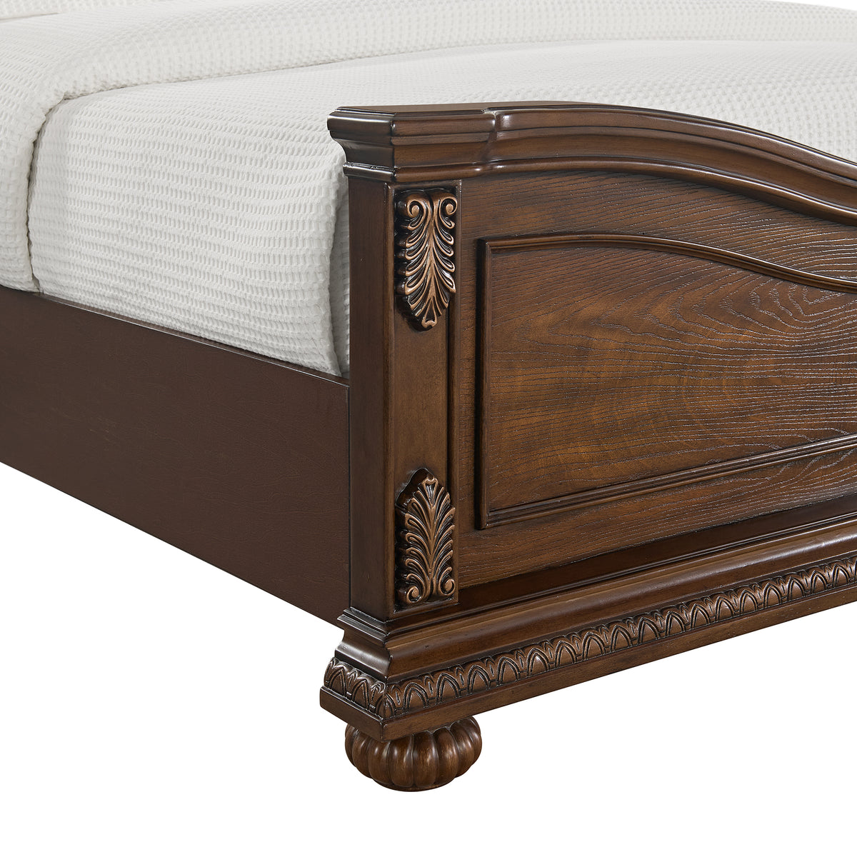 Cadenza King UPH 5PC Bedroom Set with Black PU in Brown