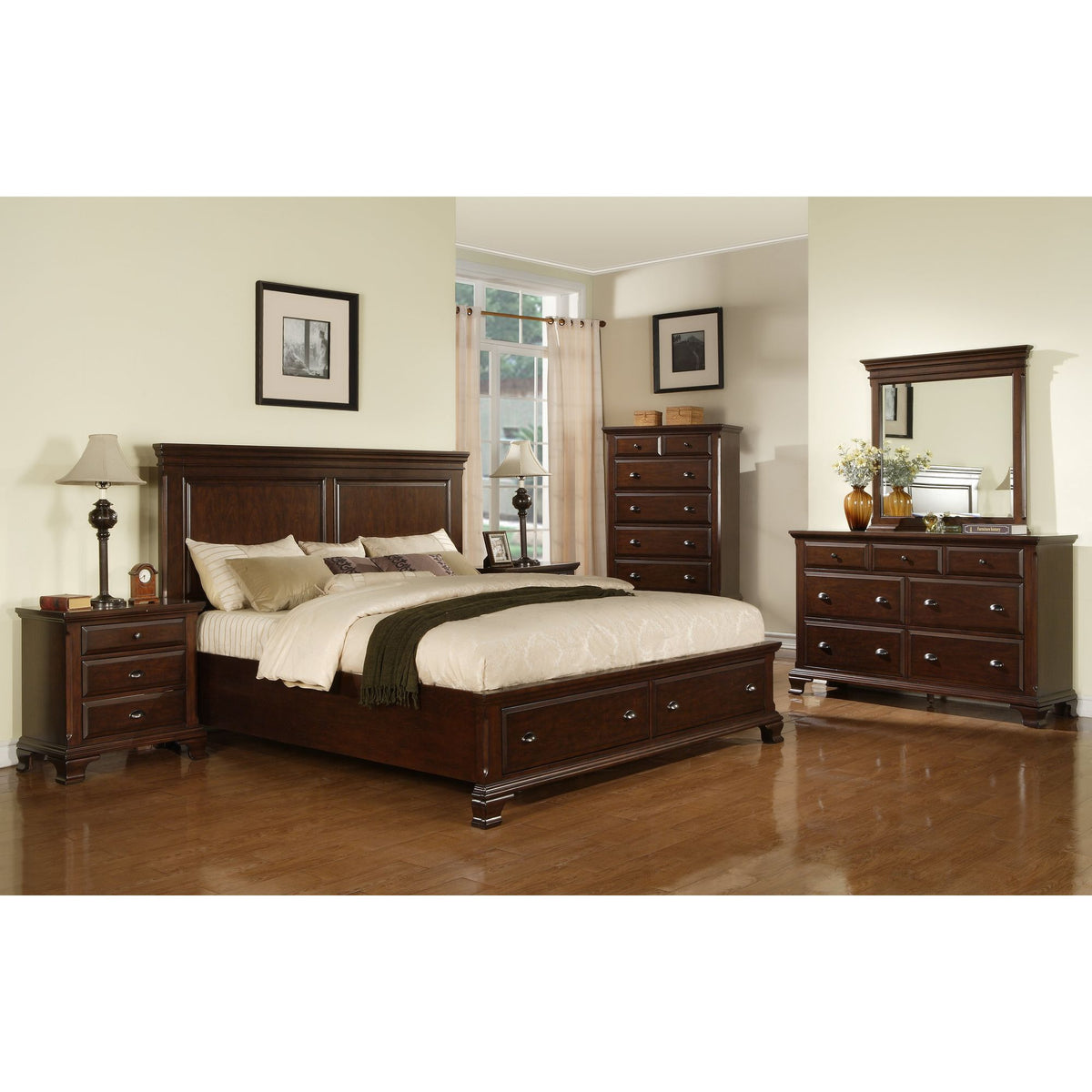 Canton Cherry Dresser & Mirror Set