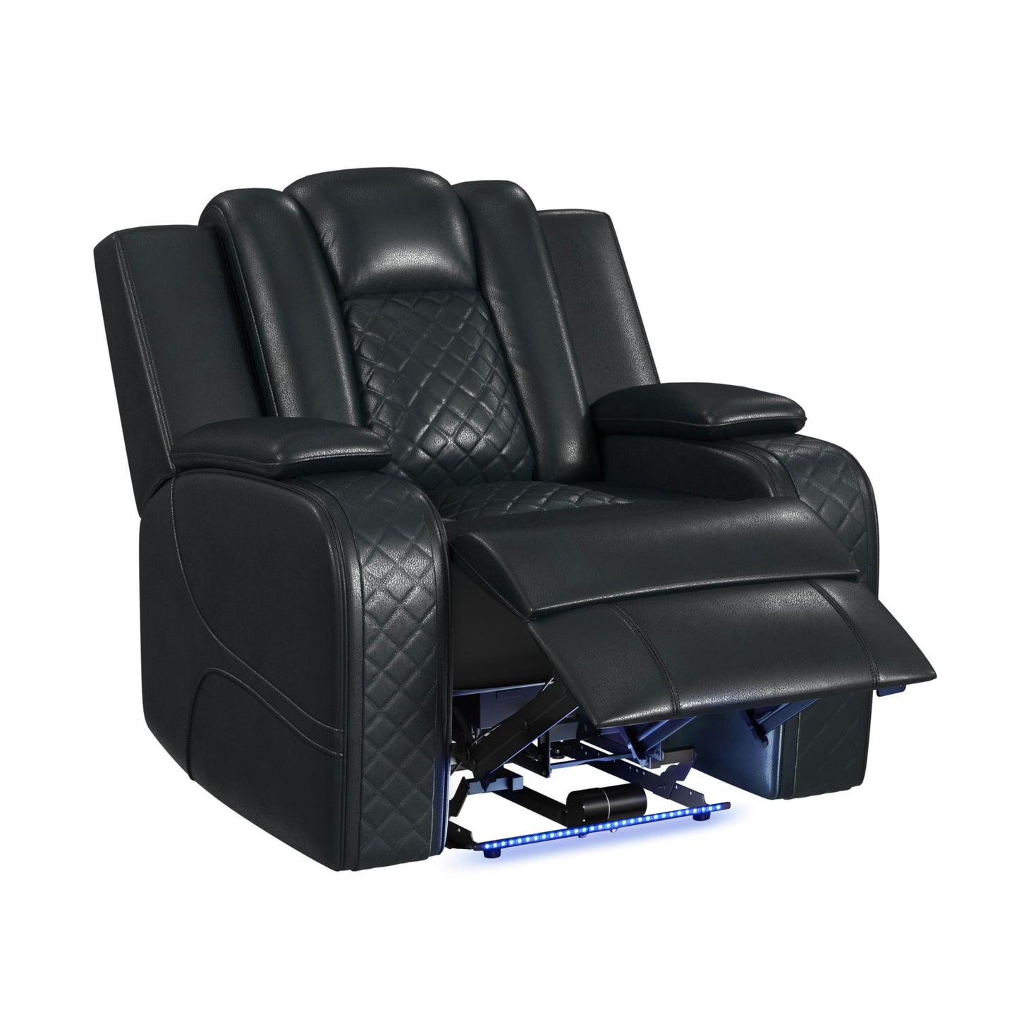 Carlo Power Motion Recliner with Power Headrest, LED in Pebble Black