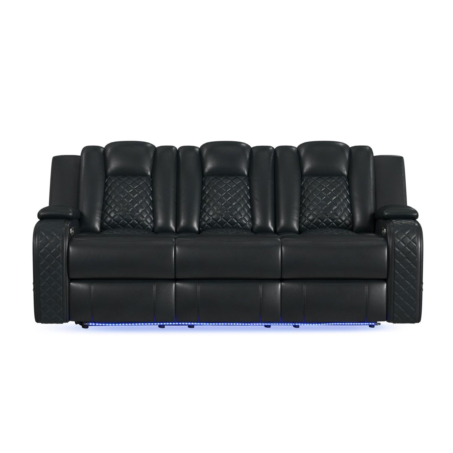 Carlo Power Motion Sofa with Power Headrest, Dropdown Table, Power strip, led and reading light in Pebble Black