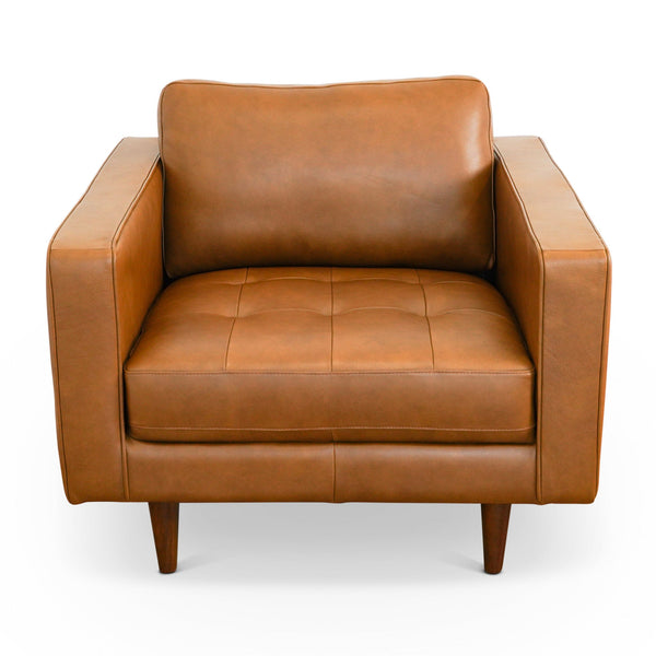Sillón de cuero Catherine (cuero color canela)
