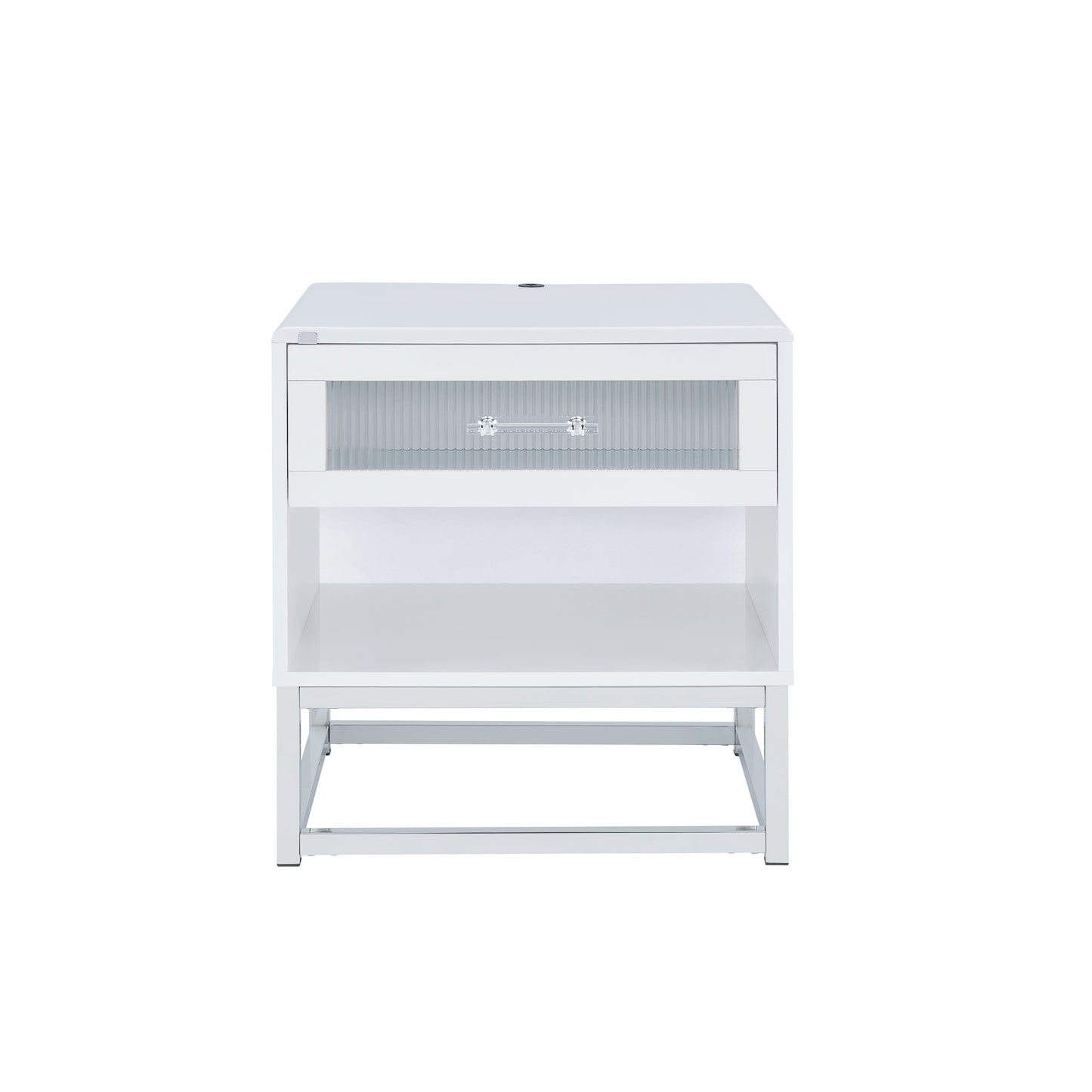 Chandra End Table with LED and Battery Pack in Glossy White