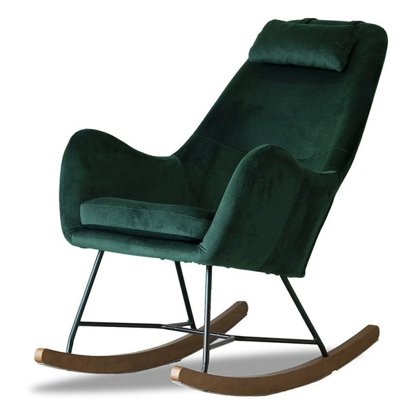 Mecedora de terciopelo verde Chelsea