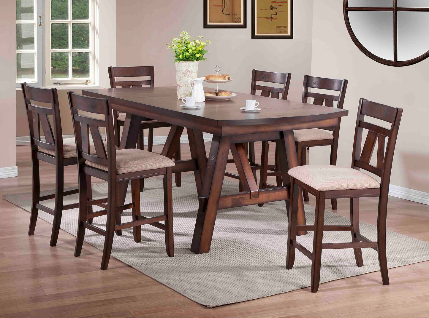 Warm Brown Counter Height Dining Table
