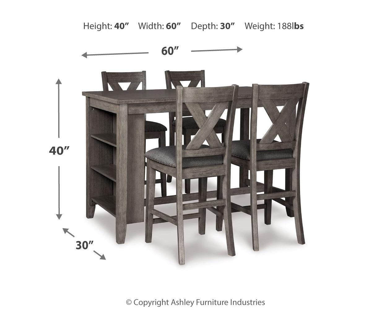 Caitbrook Counter Height Dining Table and 4 Barstools
