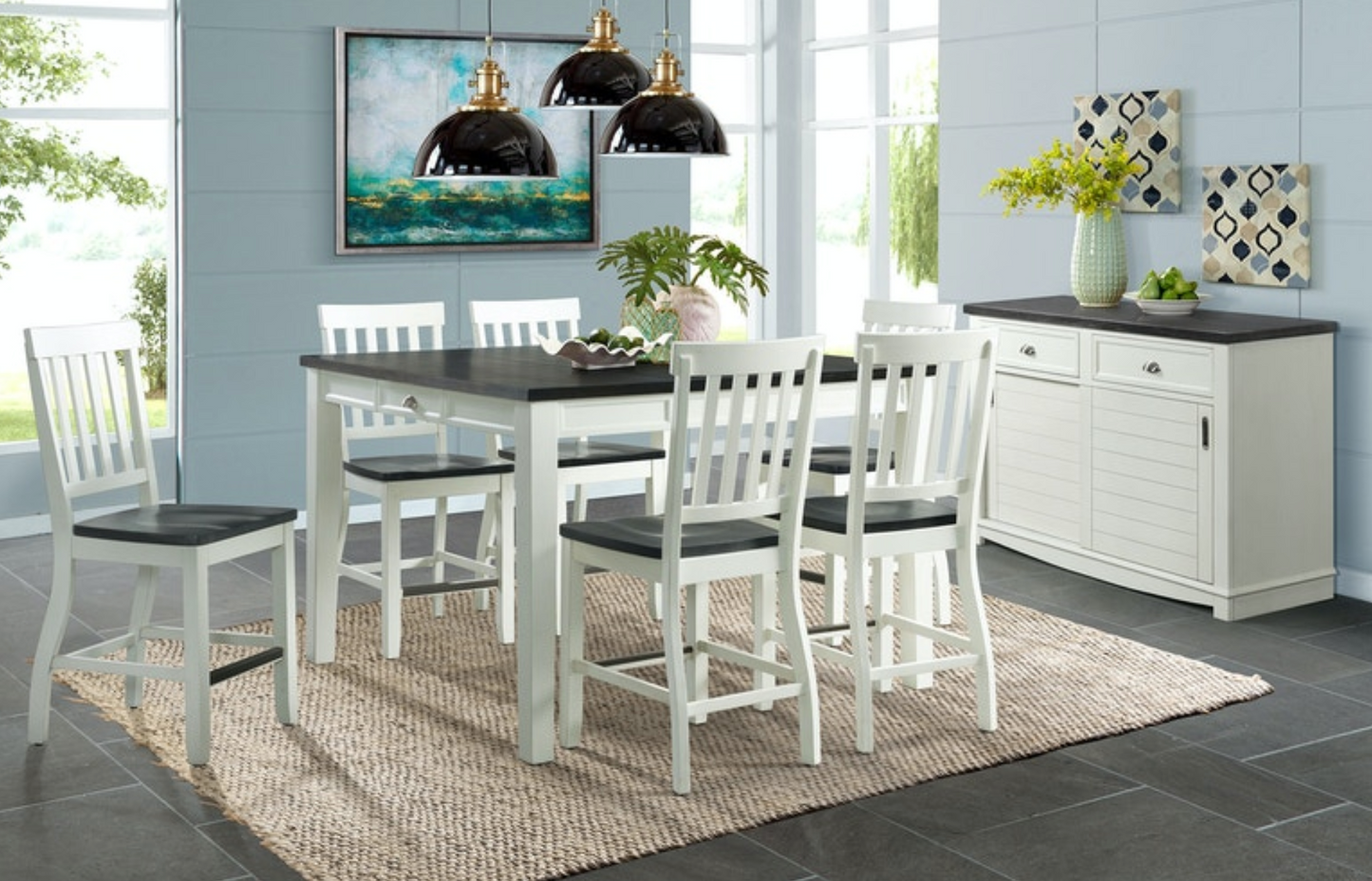 Mesa de centro Kayla de dos tonos con tablero gris y dos cajones