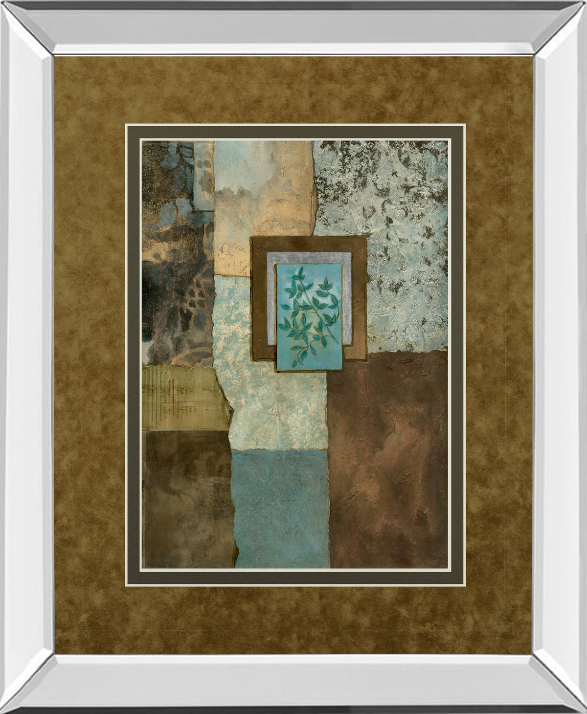 Mirrored Frame Petites Fleurs Sur Le Bleu II By Norm Olson