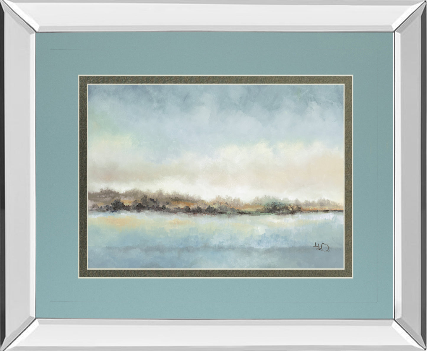 Mirrored Frame Calm Horizon By Tita Quintero
