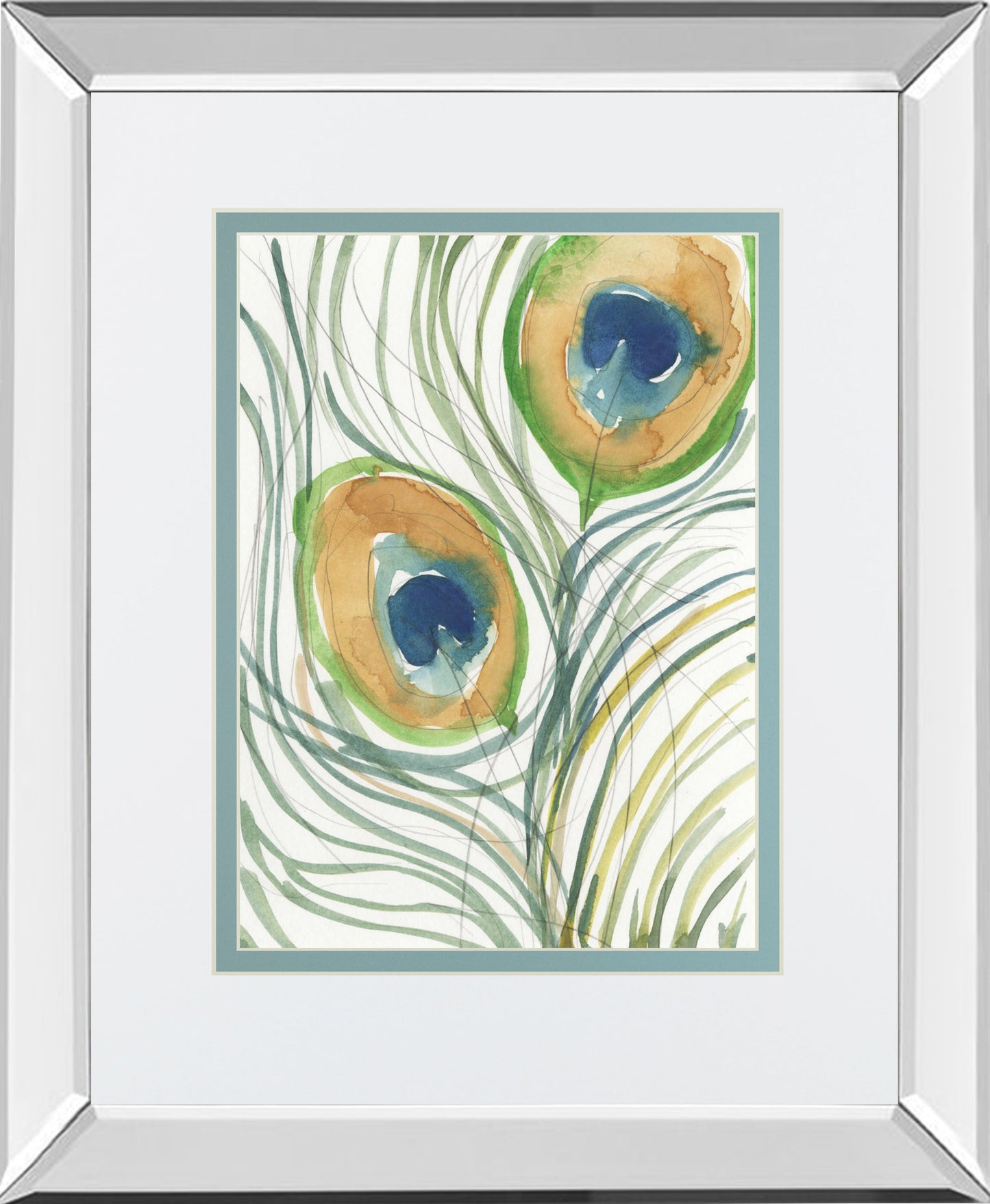 Mirrored Frame Peacock Abstract I BY Samuel Dixon