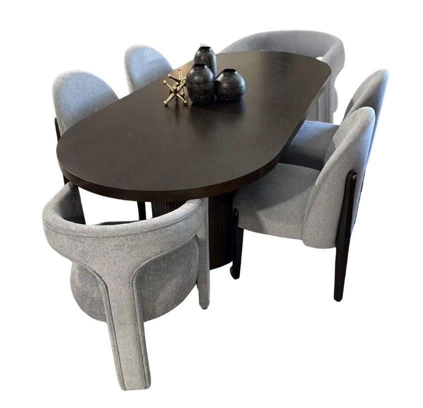 Juego de mesa de comedor Clayten con cubierta de mármol de ingeniería