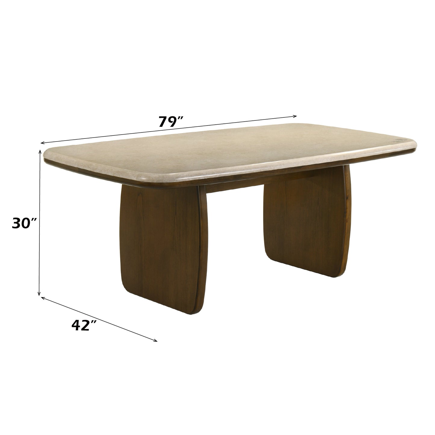 Kasha Rectangular Dining Table with Natural Marble Top