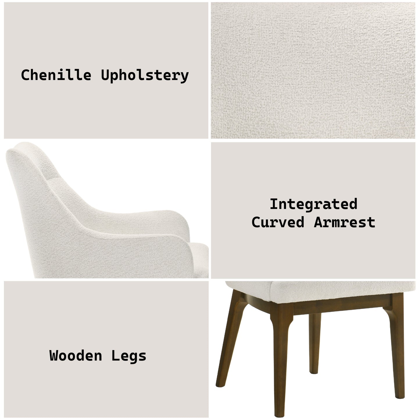 Kasha Chenille Upholstered Side Chair (Set-2)