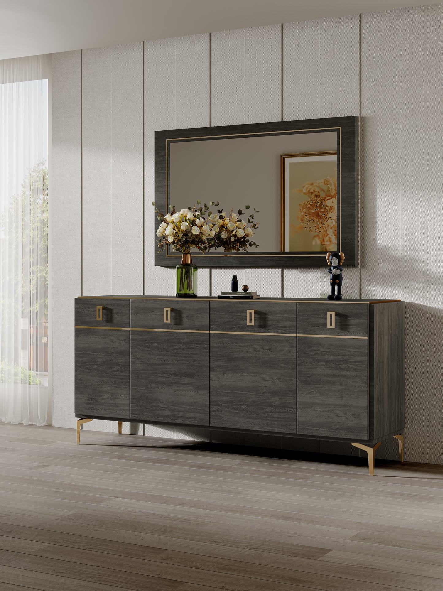 Venezia Rectangular Server with High Gloss Acrylic Lacquer Legs