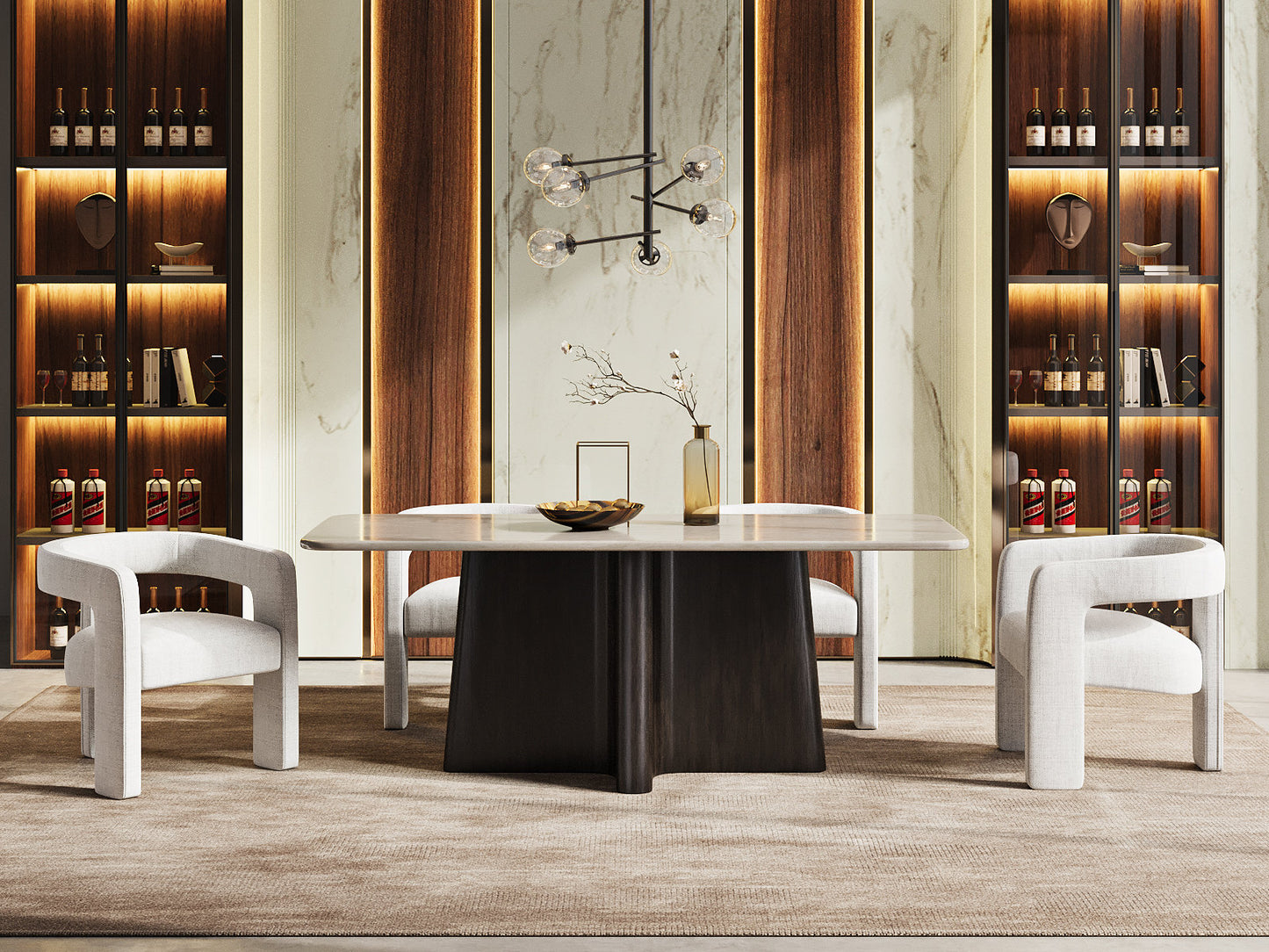 Jacory Rectangular Dining Table with Bottocino Marble Top