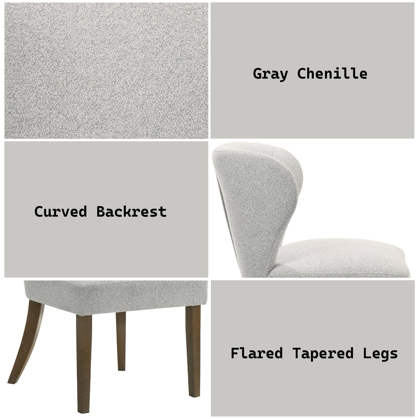 Dillon Chenille Upholstered Side Chair (Set-2) with Wingback Design