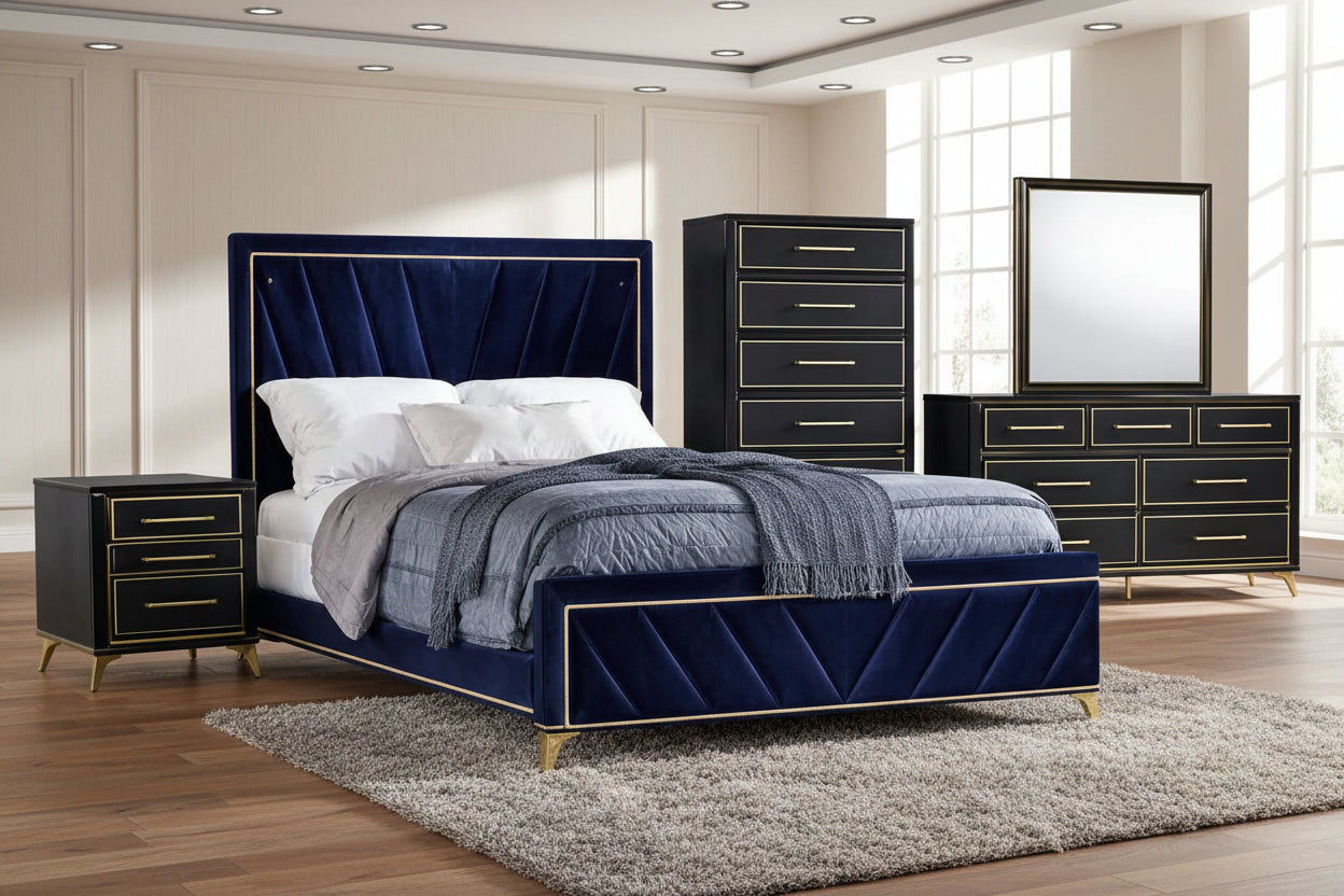 Auryn Navy Bedroom Set