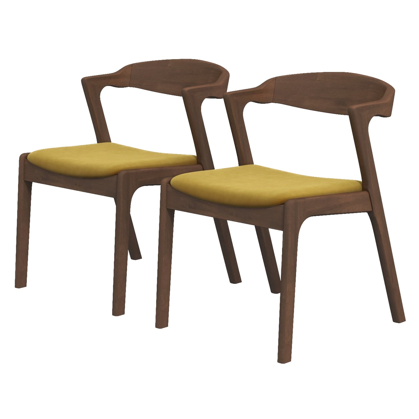 Silla de comedor Dakota de terciopelo amarillo oscuro (juego de 2)